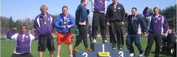 Discus Throwers having fun on awards stand